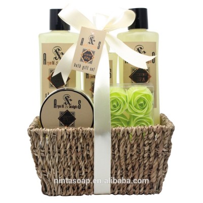 Bamboo bath set bath accessaries gift bath set with ARGAN OIL & EUCALYPTUS